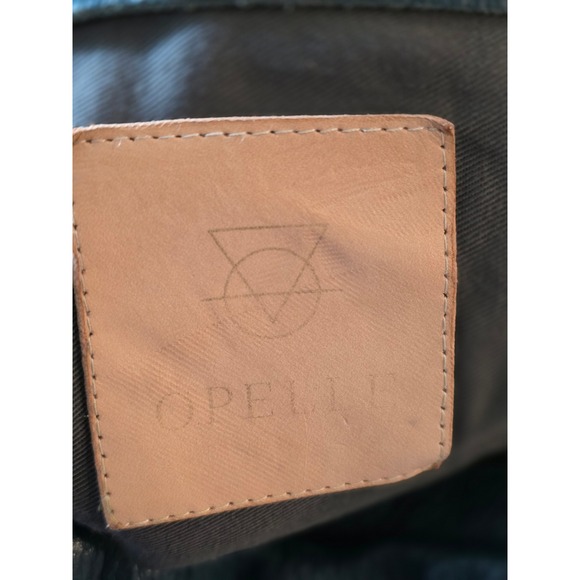 OPELLI Leather Satchel Handbag Brass Hardware Top Zip - Picture 8 of 9